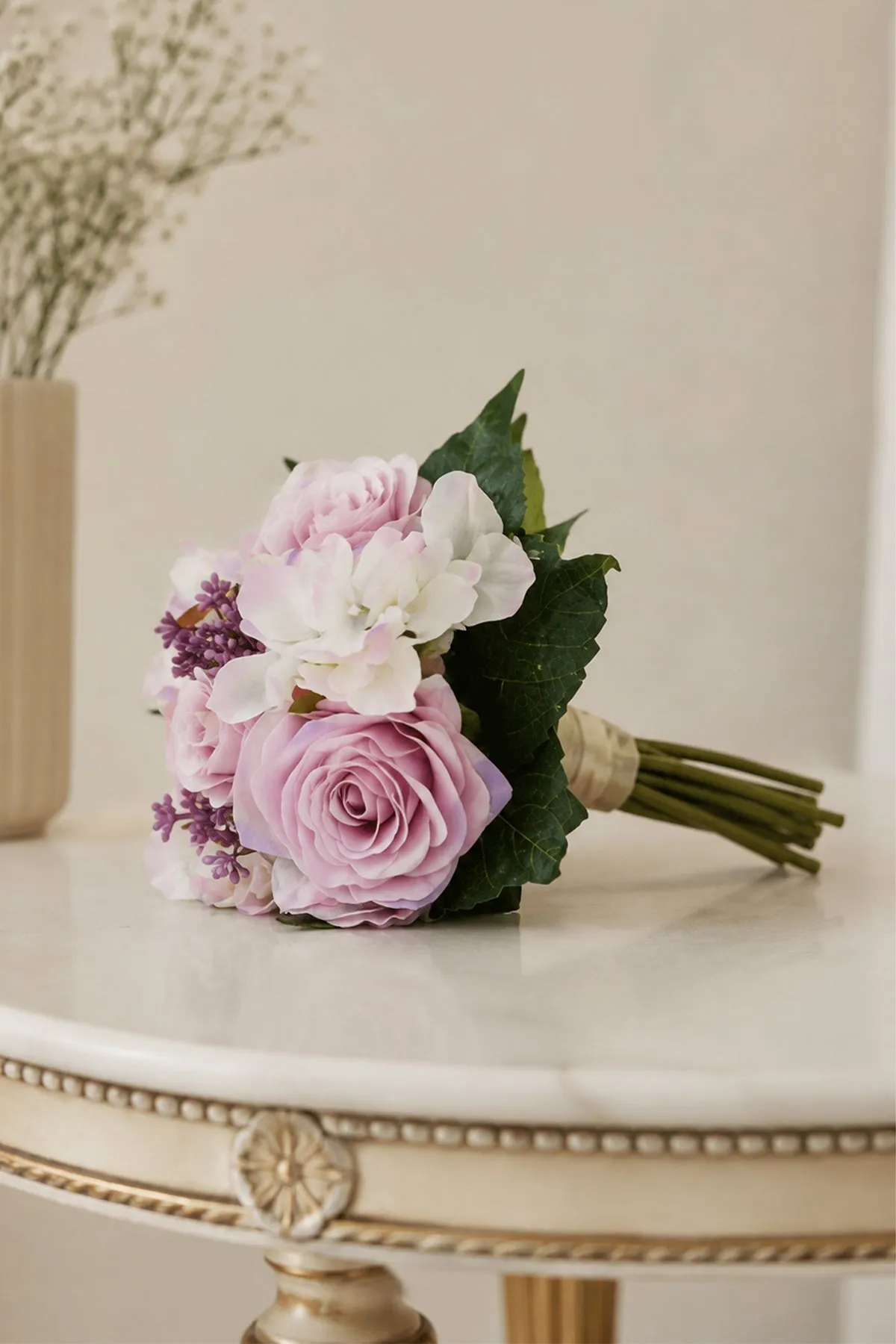 Artificial Silk Light Purple Rose Hydrangea Wedding Bridal Bouquets sold by KissProm