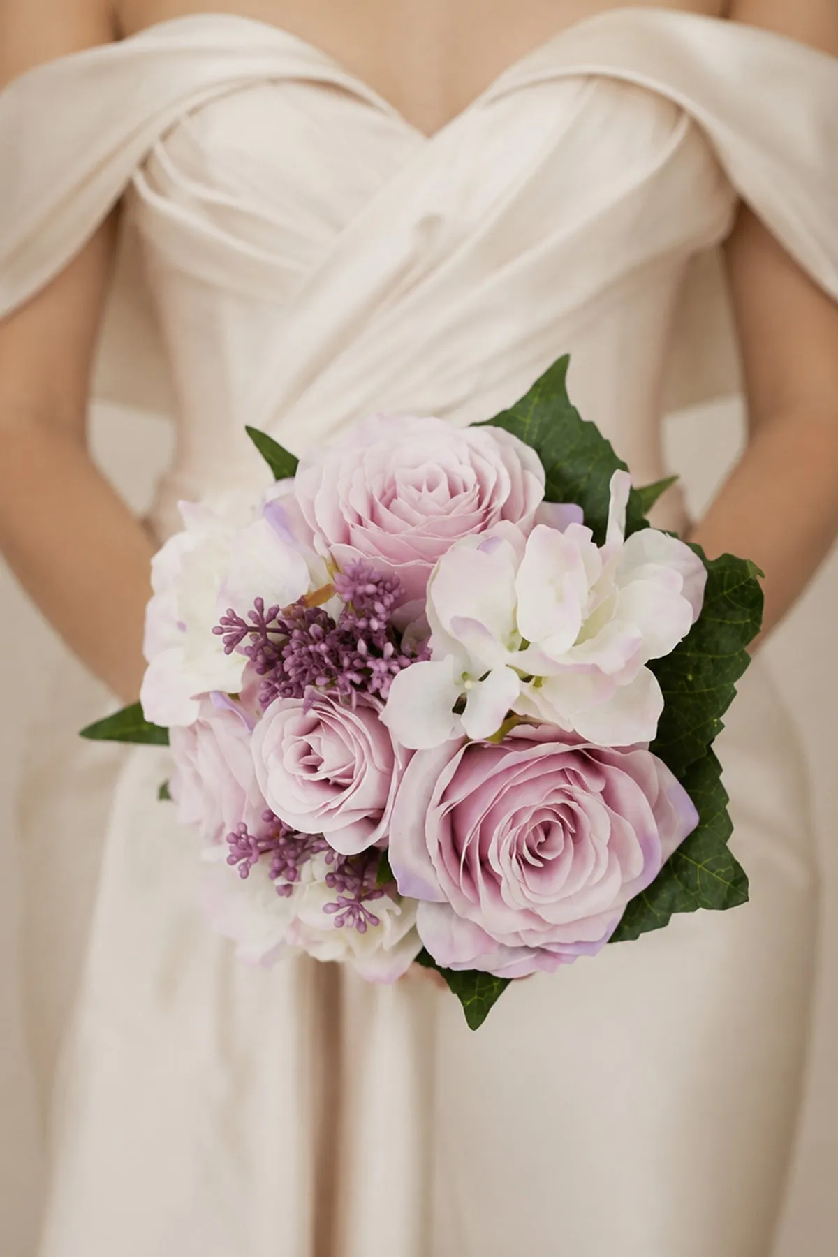 Artificial Silk Light Purple Rose Hydrangea Wedding Bridal Bouquets sold by KissProm product image thumbnail 2