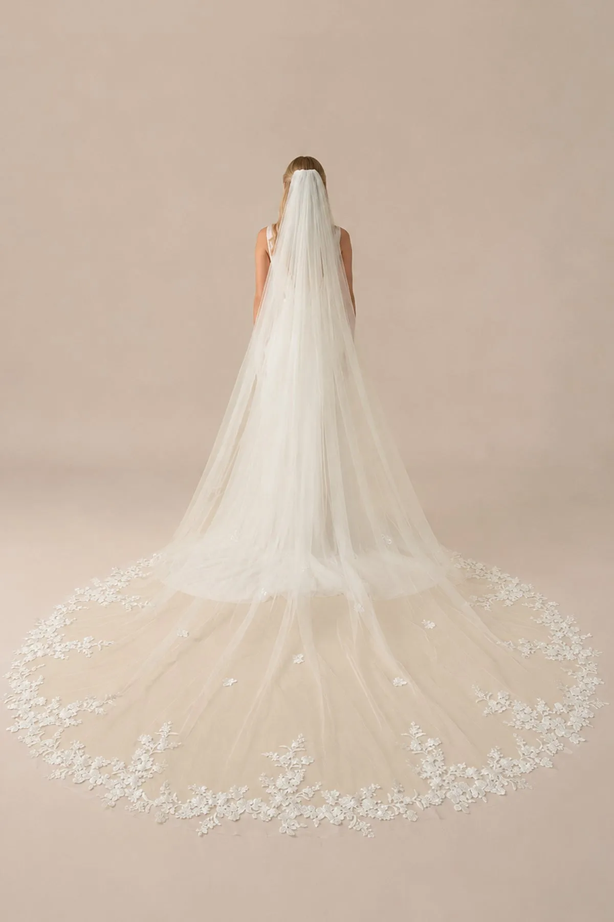 Vintage Floral Lace Bridal Wedding Veil With Comb in Ivory sold by KissProm