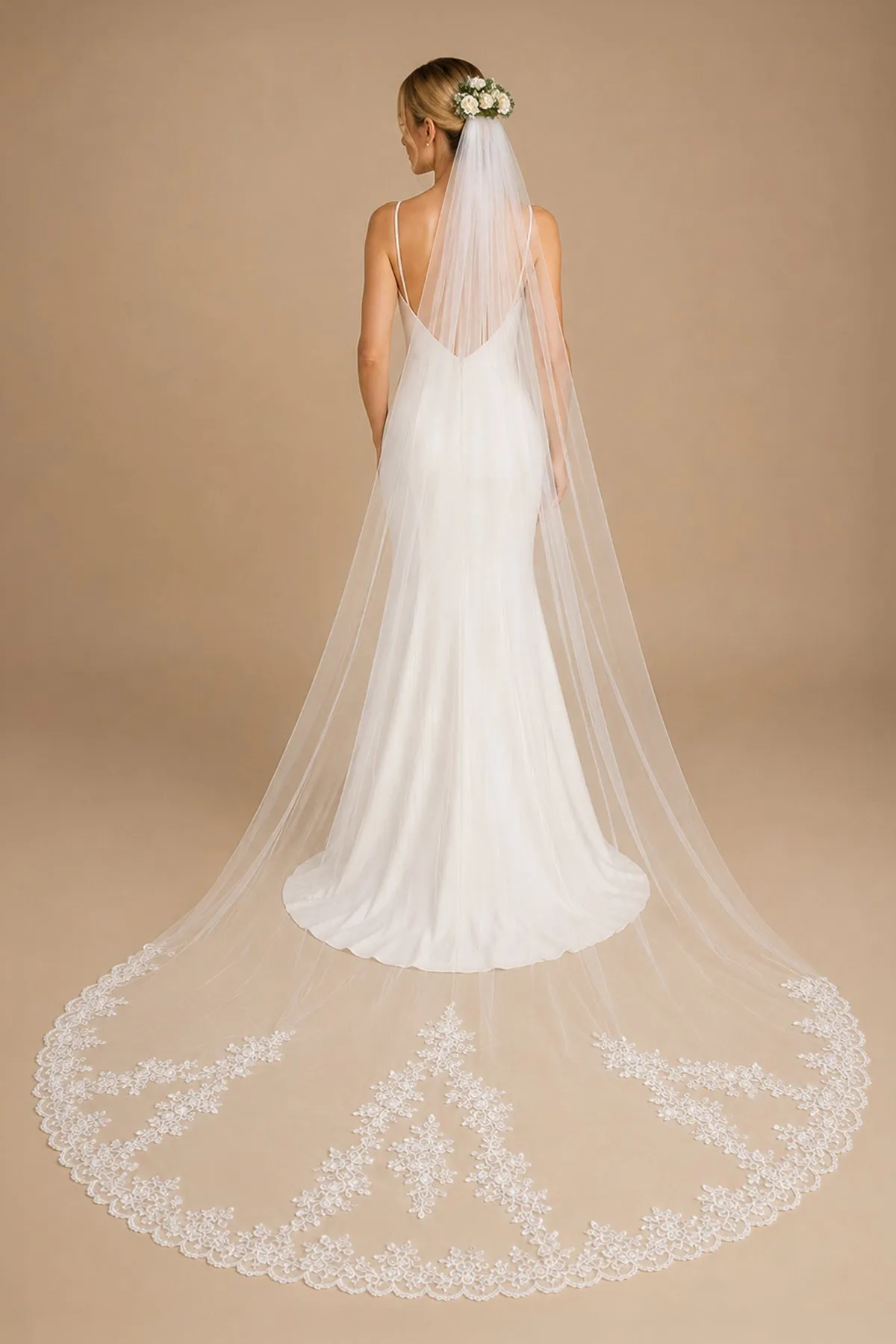 Cathedral Veils with Lace and Beaded Wedding Veil in Ivory sold by KissProm product image thumbnail 2