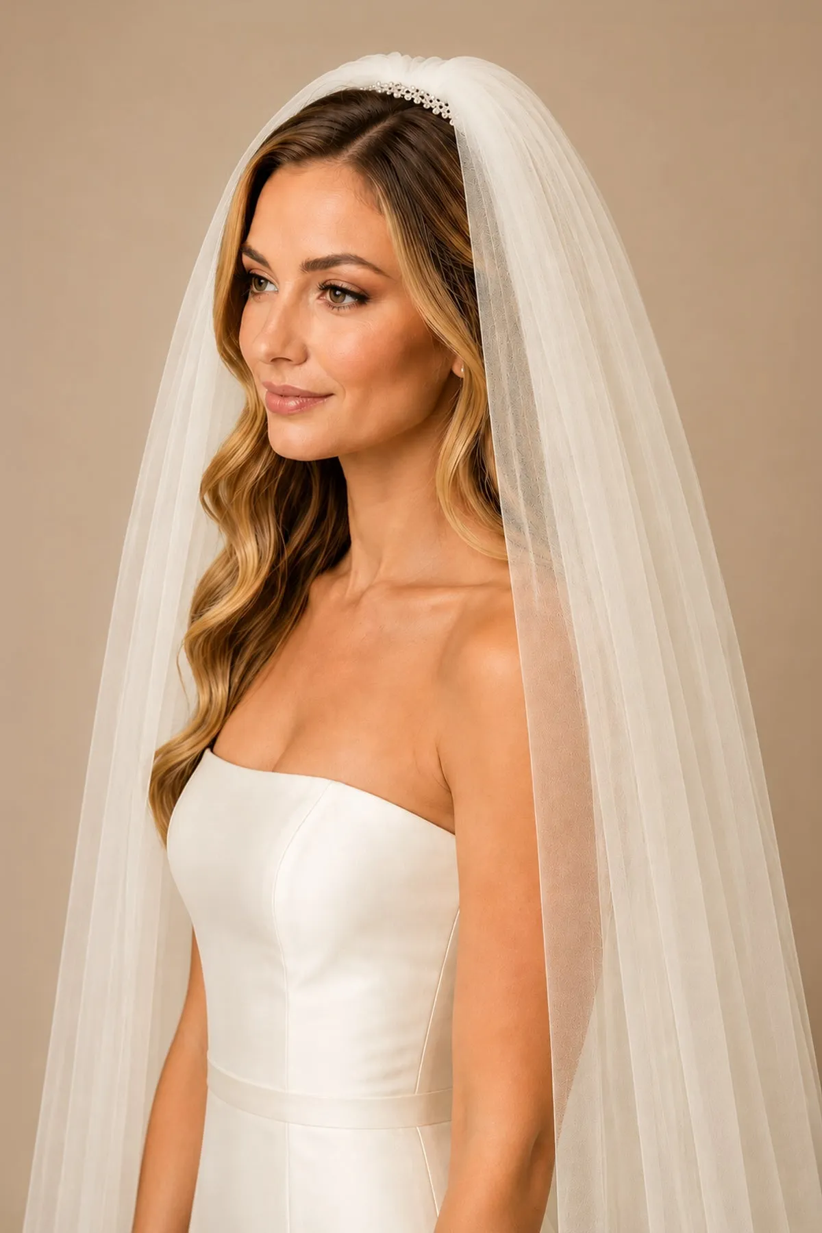 Vintage Long Veils Two-tayer Wedding Veils in Ivory sold by KissProm product image thumbnail 2