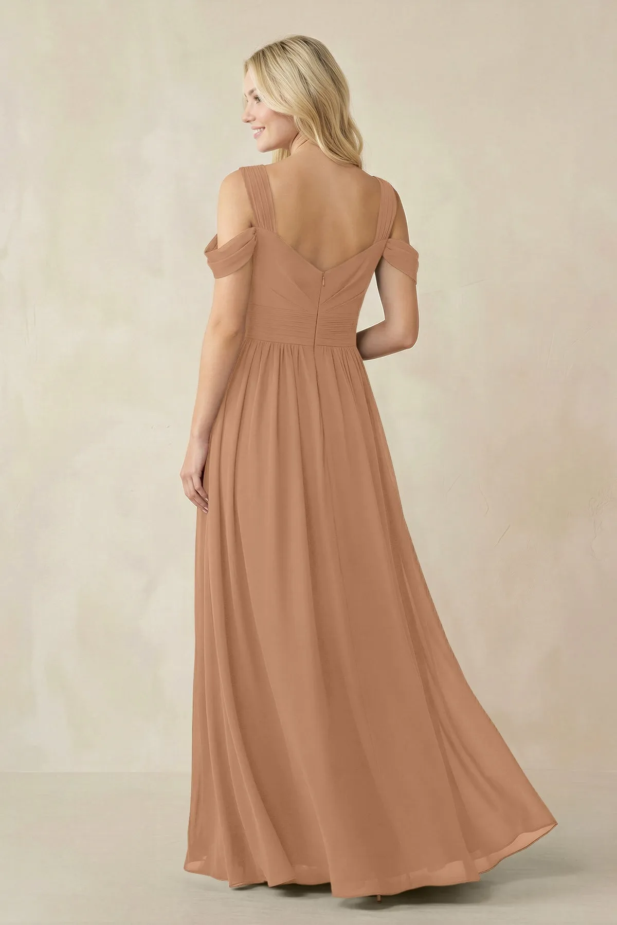 Chiffon A-Line Bridesmaid Dress with Slit in Bronzer sold by KissProm product image thumbnail 2