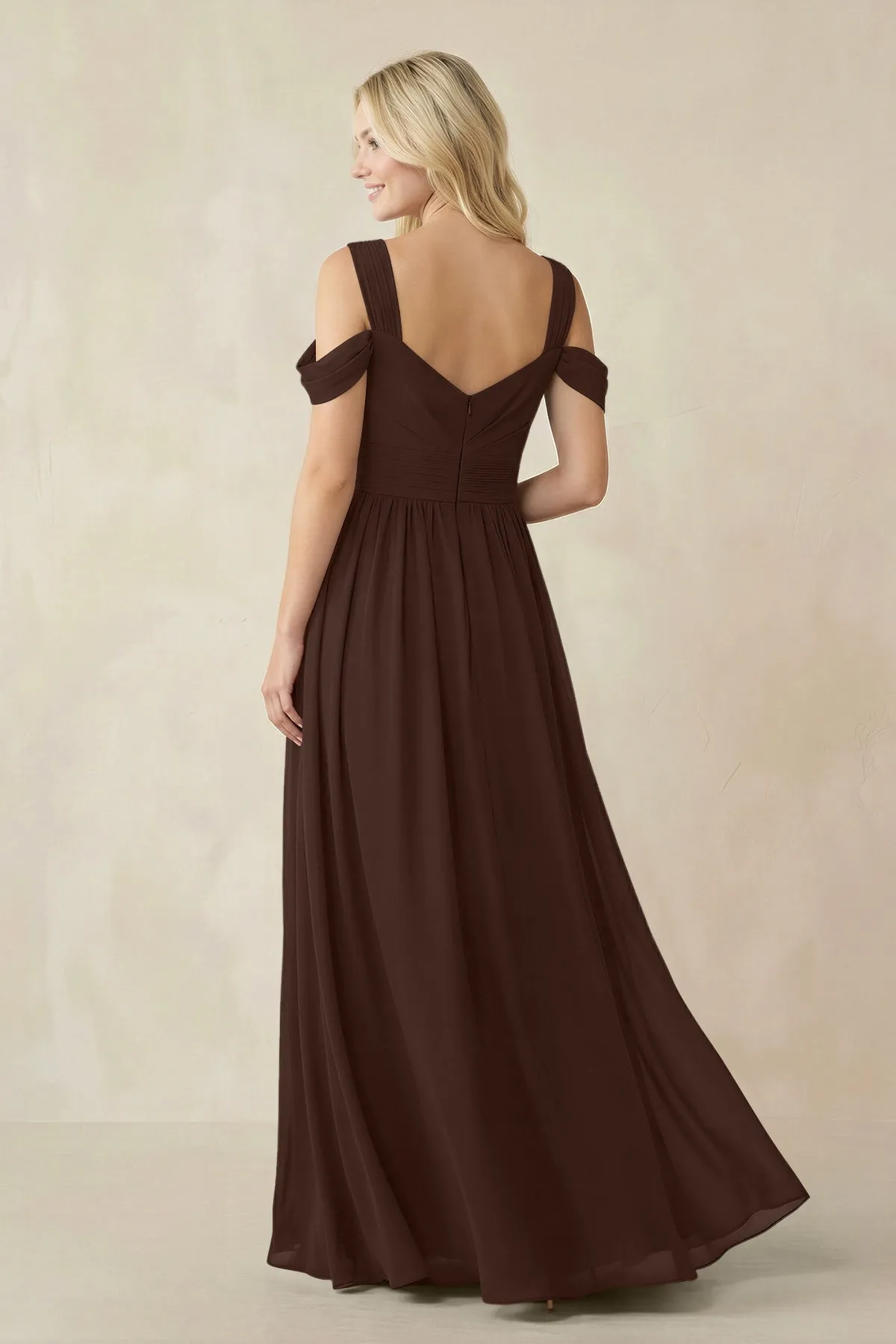 Chiffon A-Line Bridesmaid Dress with Slit in Espresso sold by KissProm product image thumbnail 2