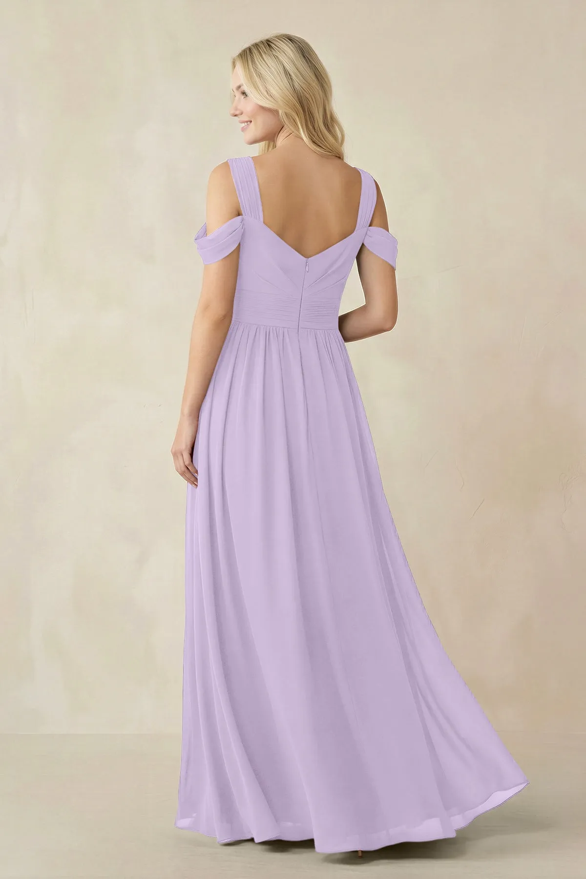 Chiffon A-Line Bridesmaid Dress with Slit in Lavender sold by KissProm product image thumbnail 2