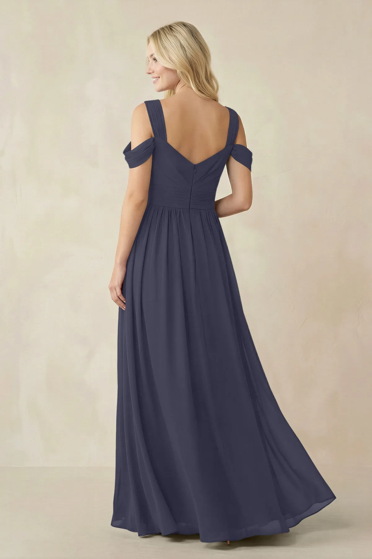 Chiffon A-Line Bridesmaid Dress with Slit in Dusk Blue sold by KissProm product image thumbnail 2