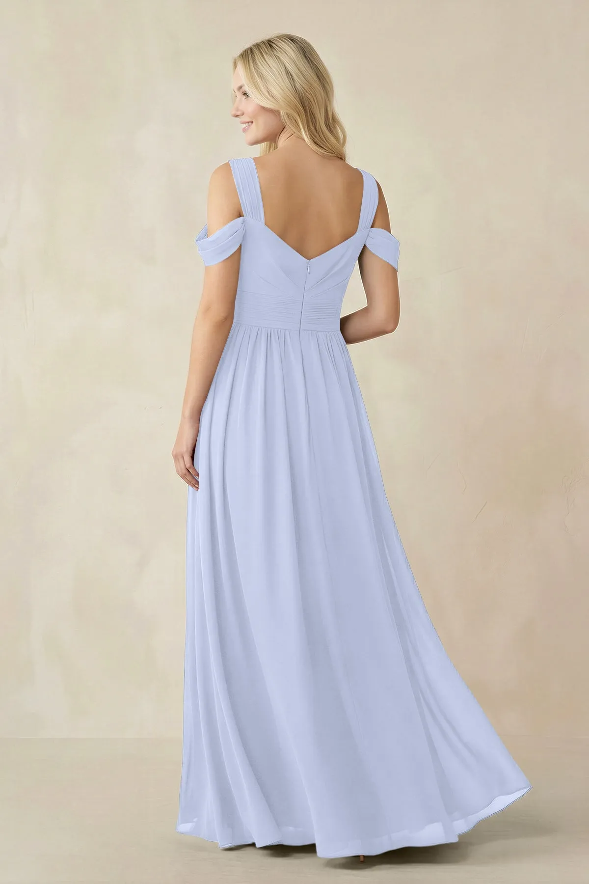 Chiffon A-Line Bridesmaid Dress with Slit in Ice sold by KissProm product image thumbnail 2