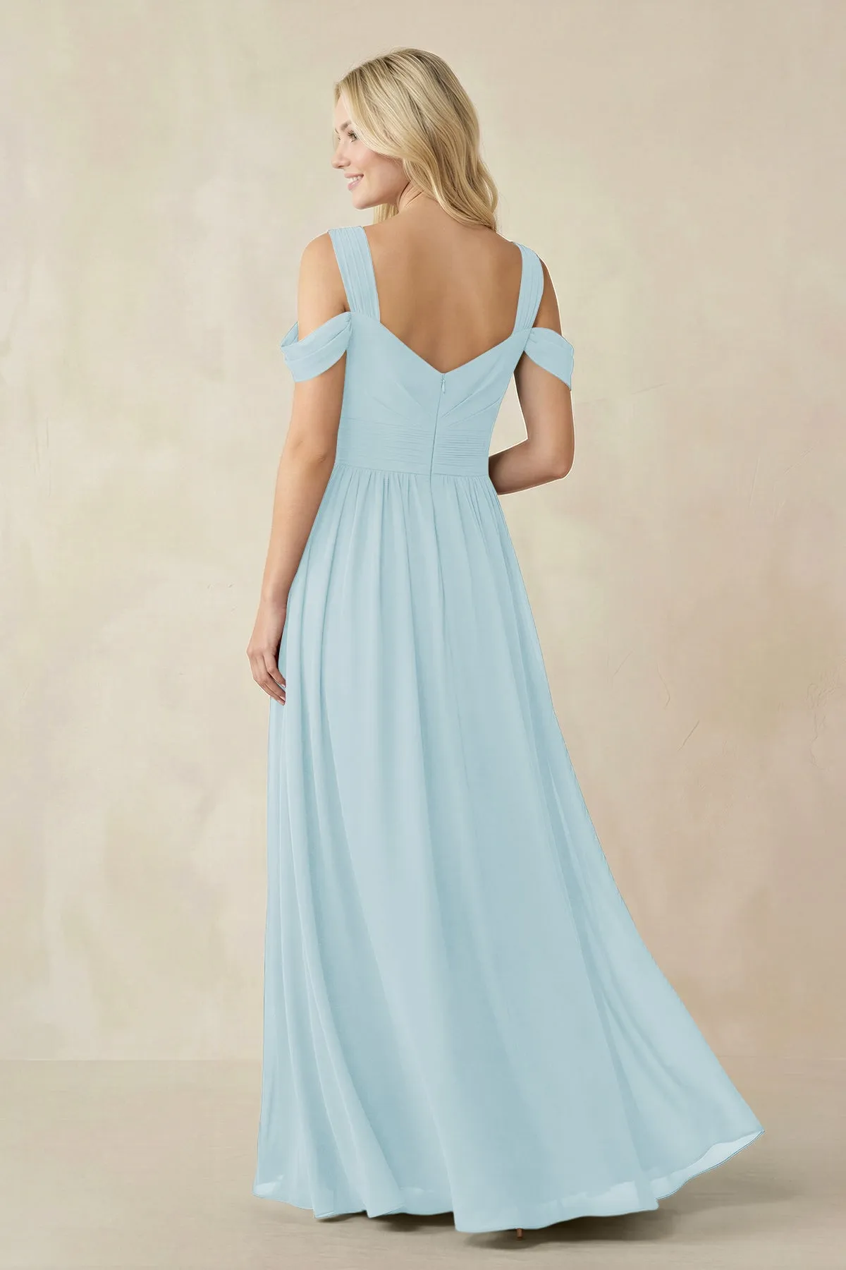 Chiffon A-Line Bridesmaid Dress with Slit in Sky Blue sold by KissProm product image thumbnail 2