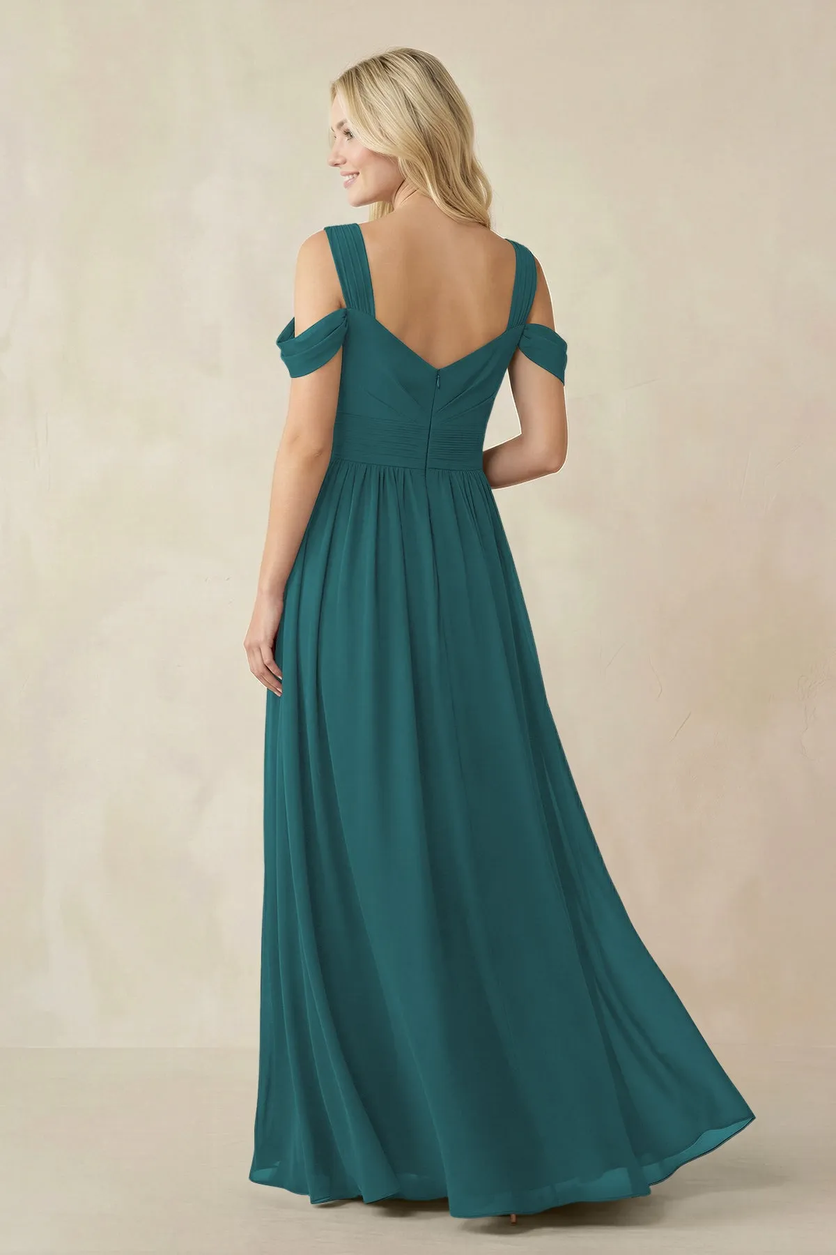 Chiffon A-Line Bridesmaid Dress with Slit in Pine sold by KissProm product image thumbnail 2