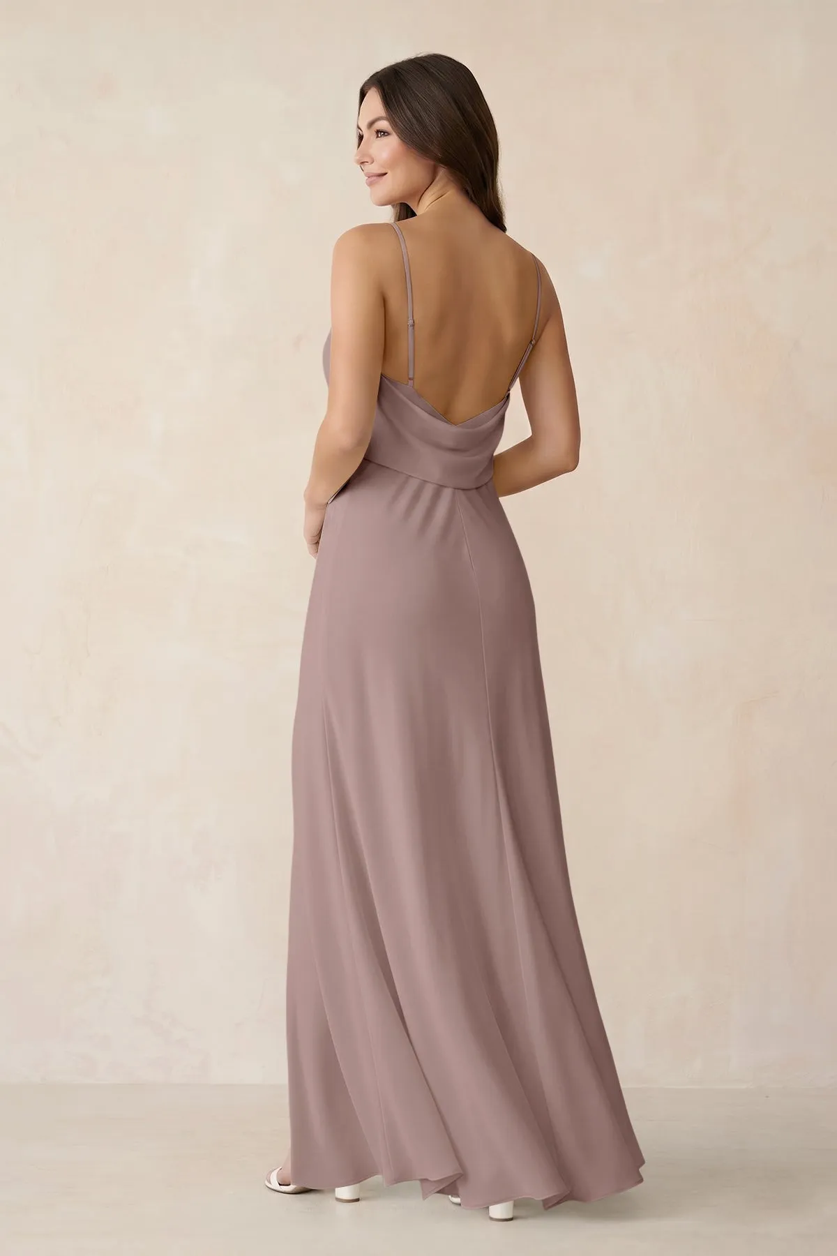 Sheath Satin Bridesmaid Dress with Side Slit in Toffee sold by KissProm product image thumbnail 2