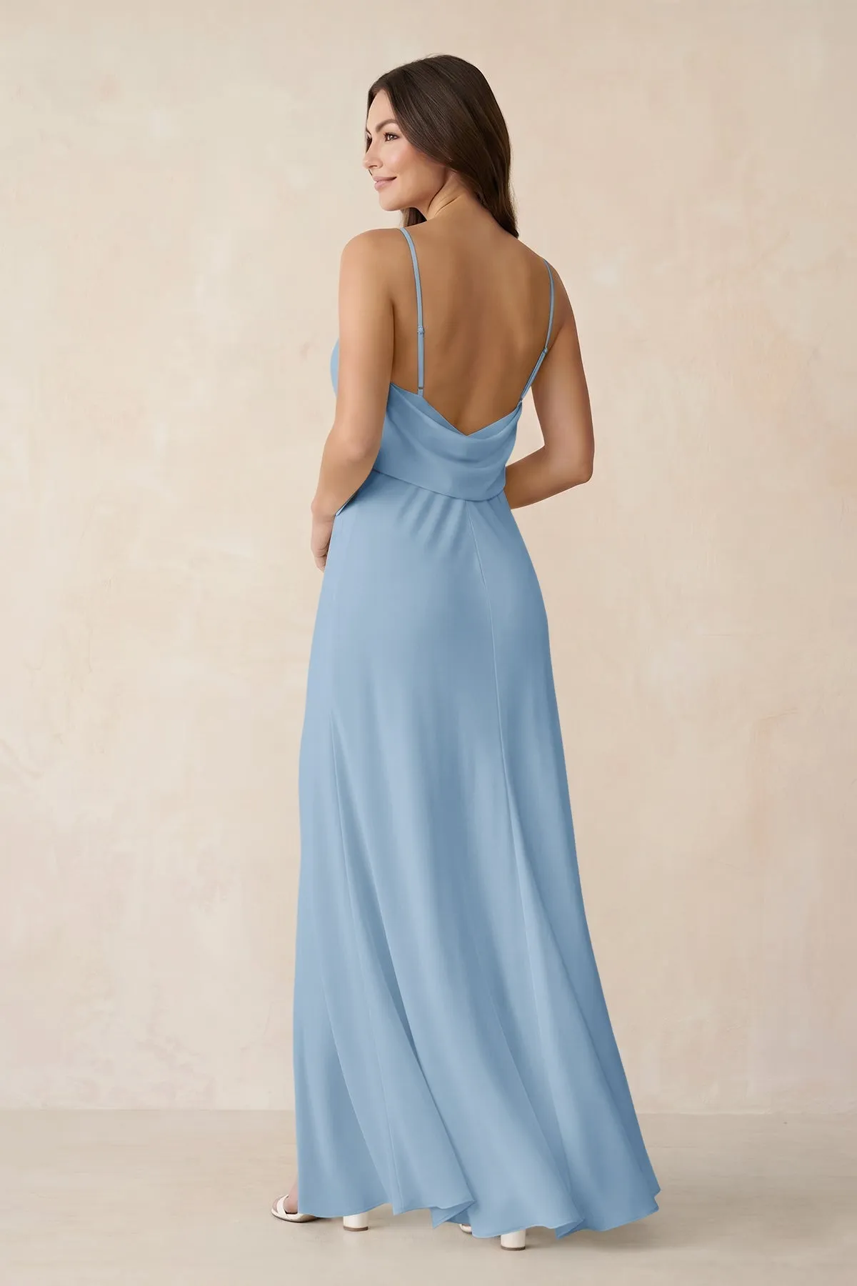 Sheath Satin Bridesmaid Dress with Side Slit in Sky Blue sold by KissProm product image thumbnail 2