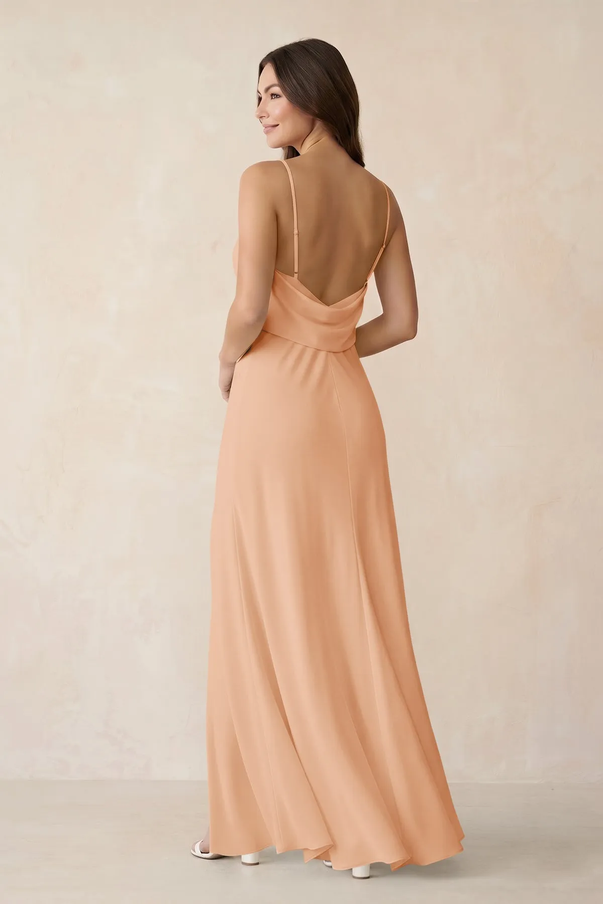 Sheath Satin Bridesmaid Dress with Side Slit in Golden Champagne sold by KissProm product image thumbnail 2