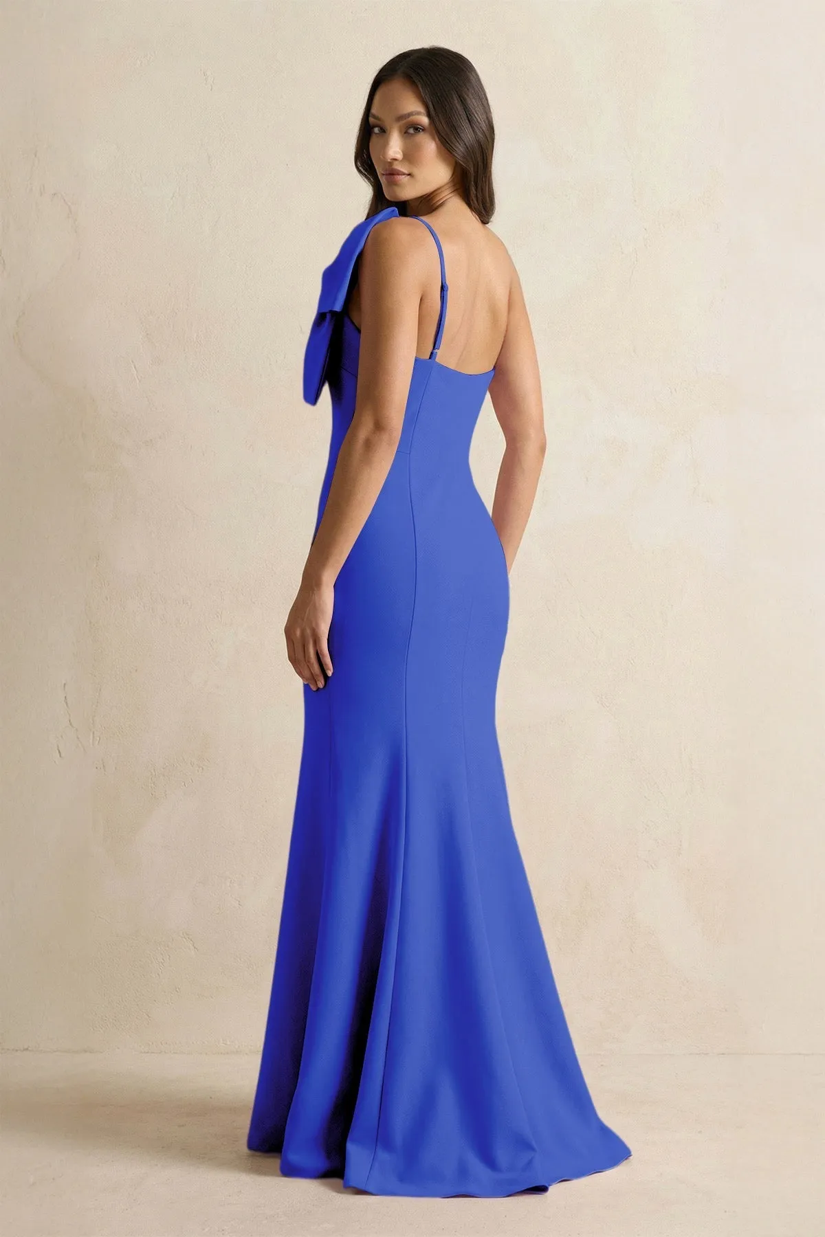 Bow Mermaid One Shoulder Bridesmaid Dress in Royal Blue sold by KissProm product image thumbnail 2