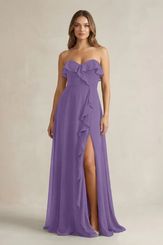 Sweetheart Ruffled A-Line Chiffon Bridesmaid Dress in Tahiti made by KissProm