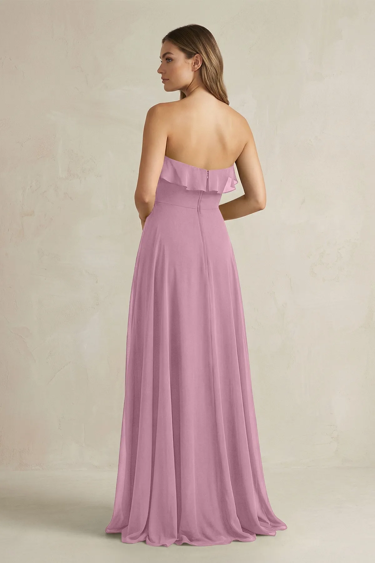 Sweetheart Ruffled A-Line Chiffon Bridesmaid Dress in Vintage Mauve sold by KissProm product image thumbnail 2