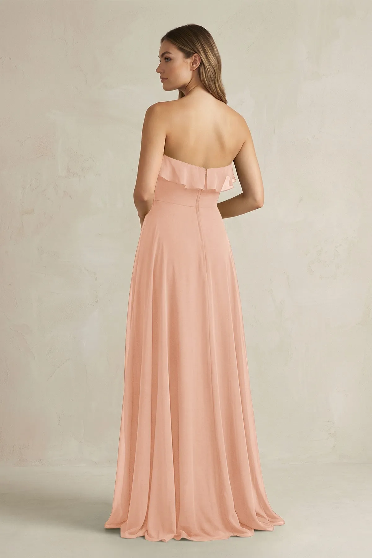 Sweetheart Ruffled A-Line Chiffon Bridesmaid Dress in English Rose sold by KissProm product image thumbnail 2