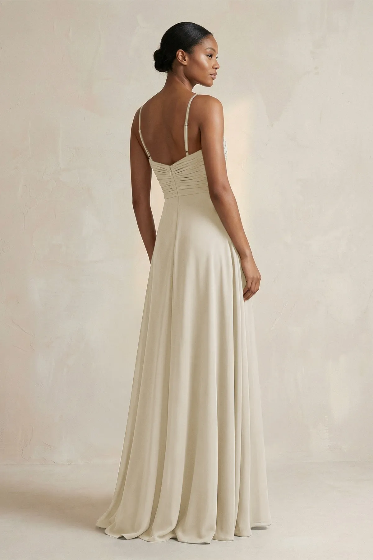 Halter Pleated Chiffon A-Line Bridesmaid Dress in Dove Gray sold by KissProm product image thumbnail 2
