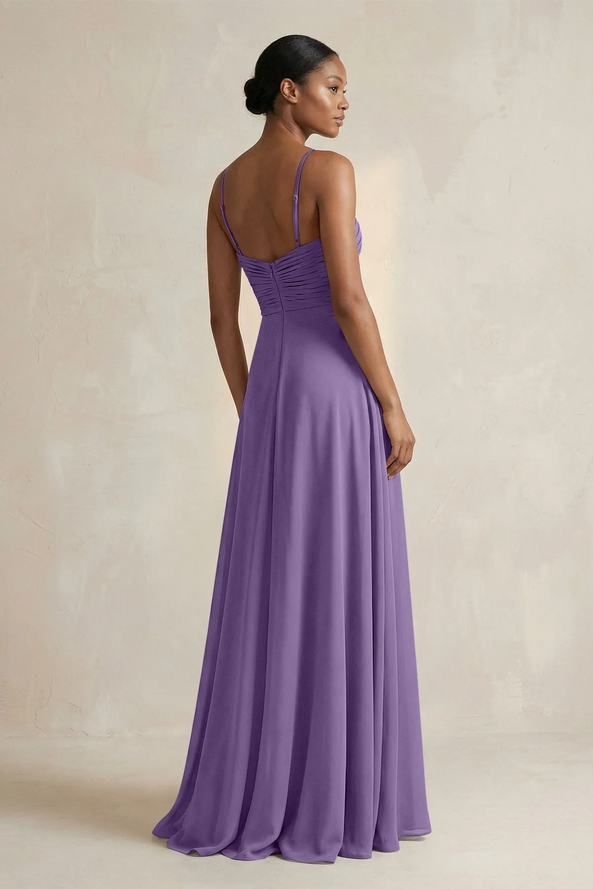 Halter Pleated Chiffon A-Line Bridesmaid Dress in Tahiti sold by KissProm product image thumbnail 2