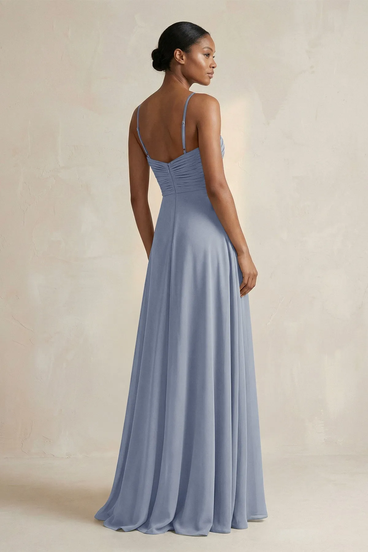 Halter Pleated Chiffon A-Line Bridesmaid Dress in Twilight sold by KissProm product image thumbnail 2
