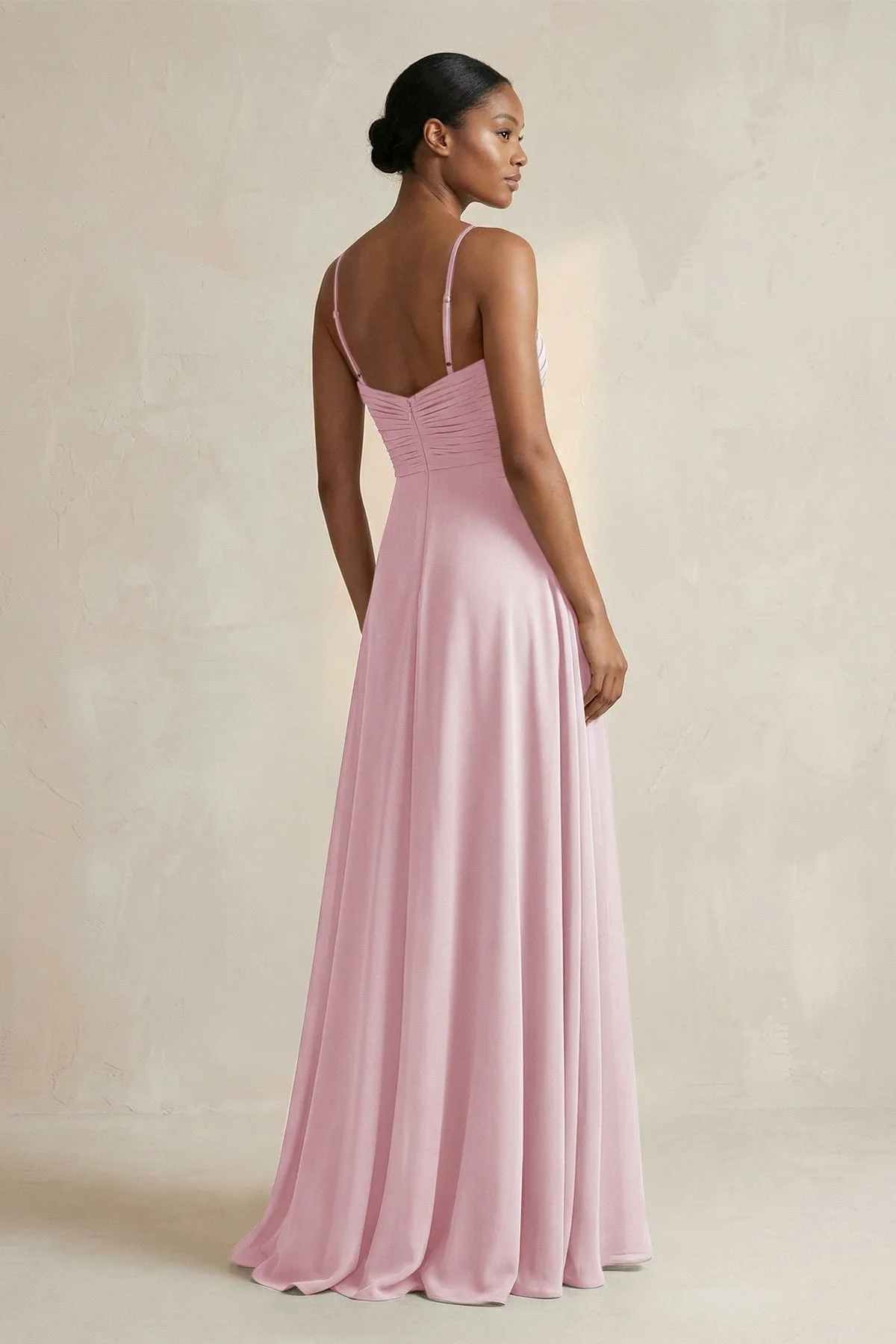 Halter Pleated Chiffon A-Line Bridesmaid Dress in Candy Pink sold by KissProm product image thumbnail 2