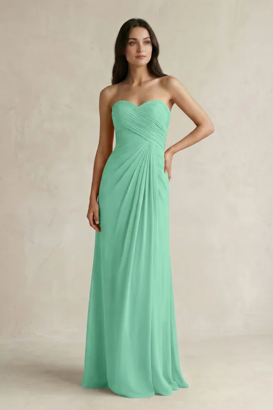 Sweetheart Chiffon Pleated Sheath Bridesmaid Dress  in Turquoise made by KissProm