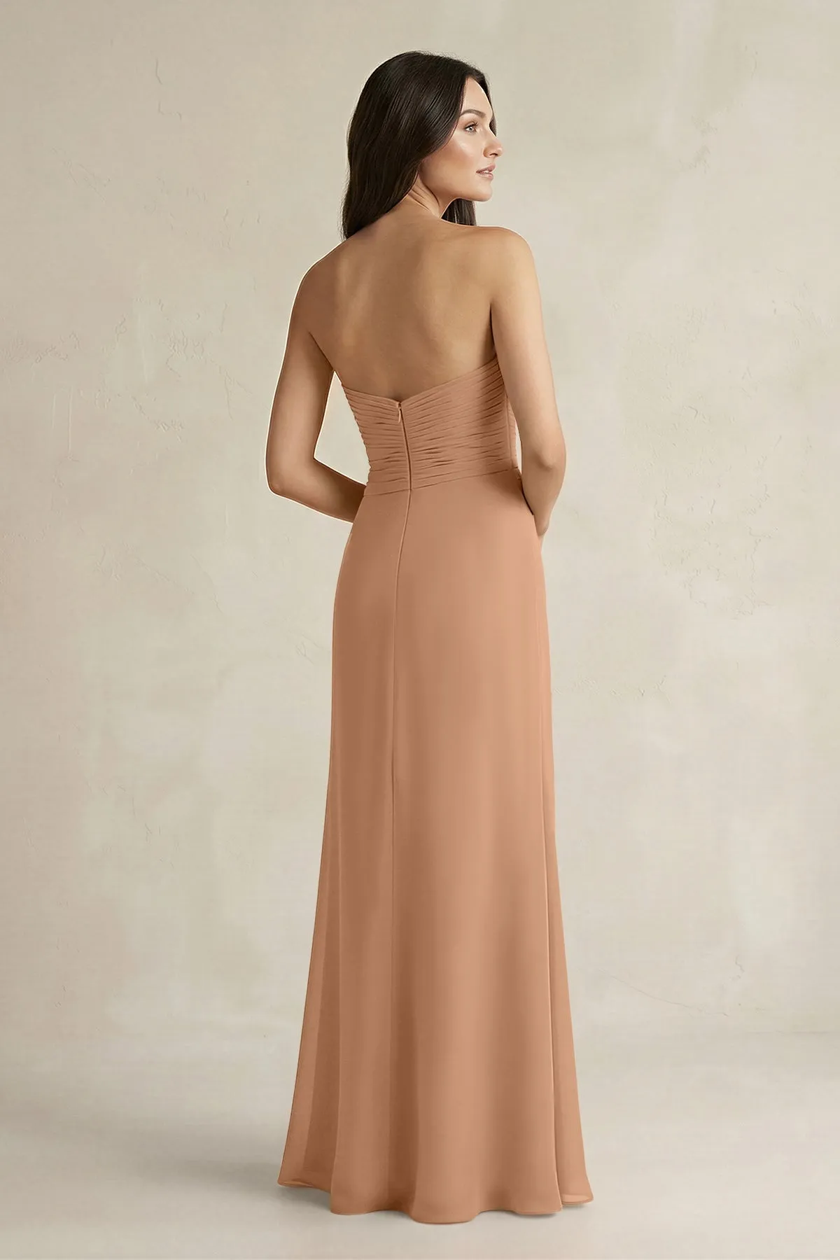 Sweetheart Chiffon Pleated Sheath Bridesmaid Dress in Bronzer sold by KissProm product image thumbnail 2