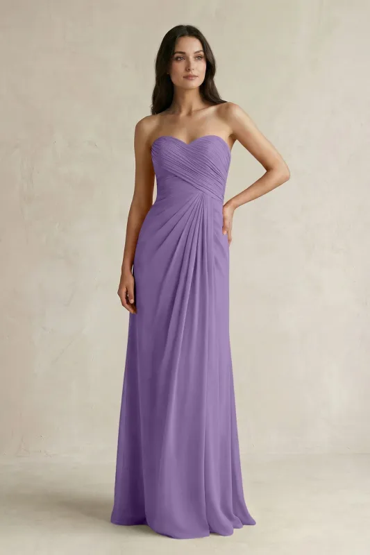 Sweetheart Chiffon Pleated Sheath Bridesmaid Dress  in Tahiti made by KissProm