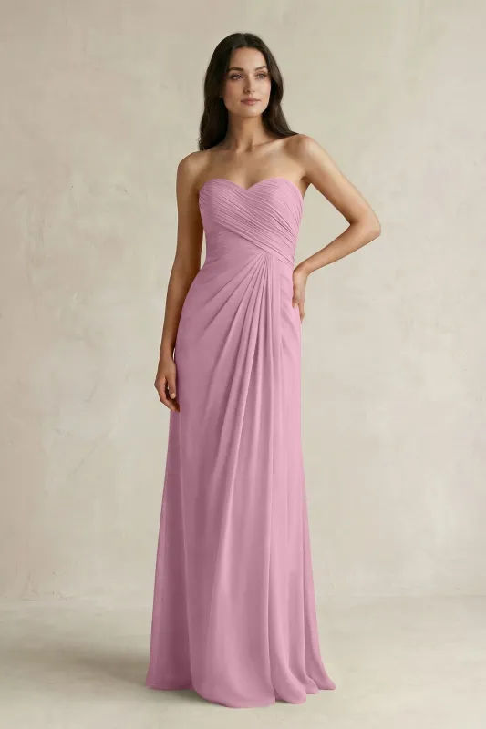Sweetheart Chiffon Pleated Sheath Bridesmaid Dress  in Vintage Mauve made by KissProm