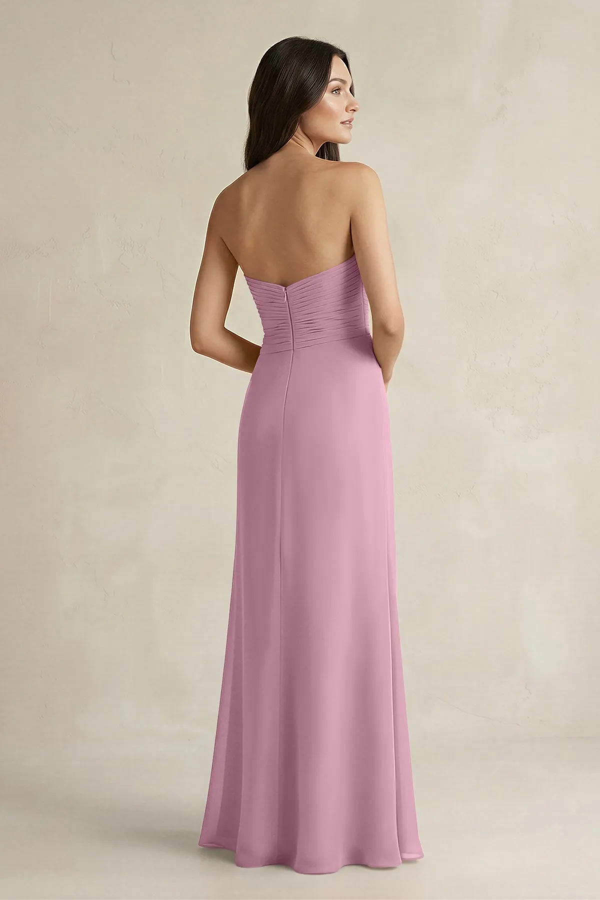 Sweetheart Chiffon Pleated Sheath Bridesmaid Dress in Vintage Mauve sold by KissProm product image thumbnail 2