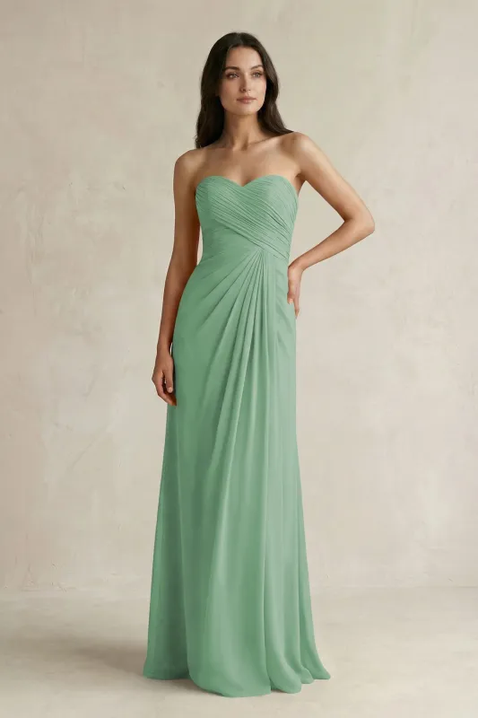 Sweetheart Chiffon Pleated Sheath Bridesmaid Dress  in Sea Glass made by KissProm