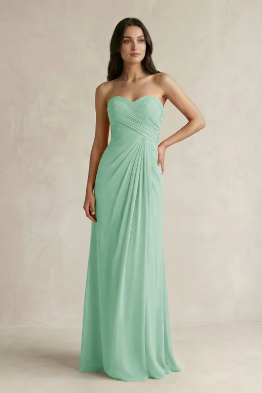 Sweetheart Chiffon Pleated Sheath Bridesmaid Dress  in Pale Pistachio made by KissProm