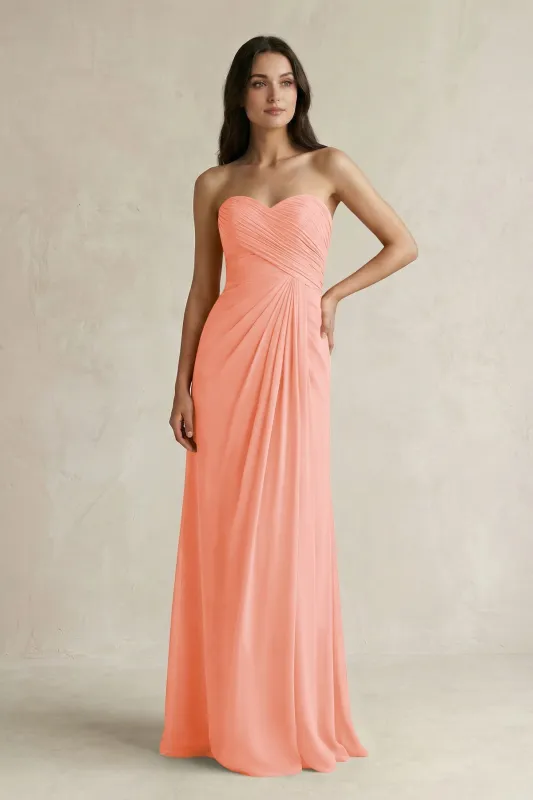 Sweetheart Chiffon Pleated Sheath Bridesmaid Dress  in Rosette made by KissProm