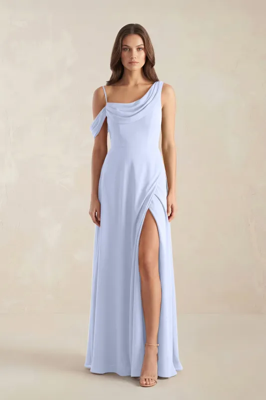 One-Shoulder Chiffon A-Line Bridesmaid Dress in Ice made by KissProm