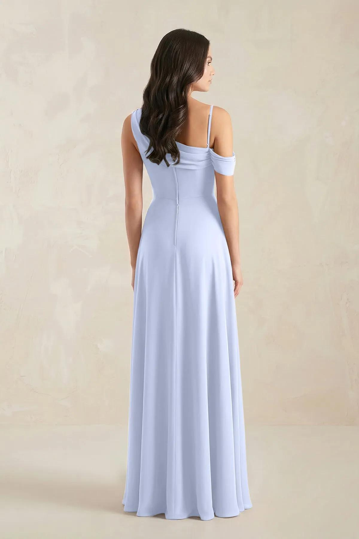 One-Shoulder Chiffon A-Line Bridesmaid Dress in Ice sold by KissProm product image thumbnail 2
