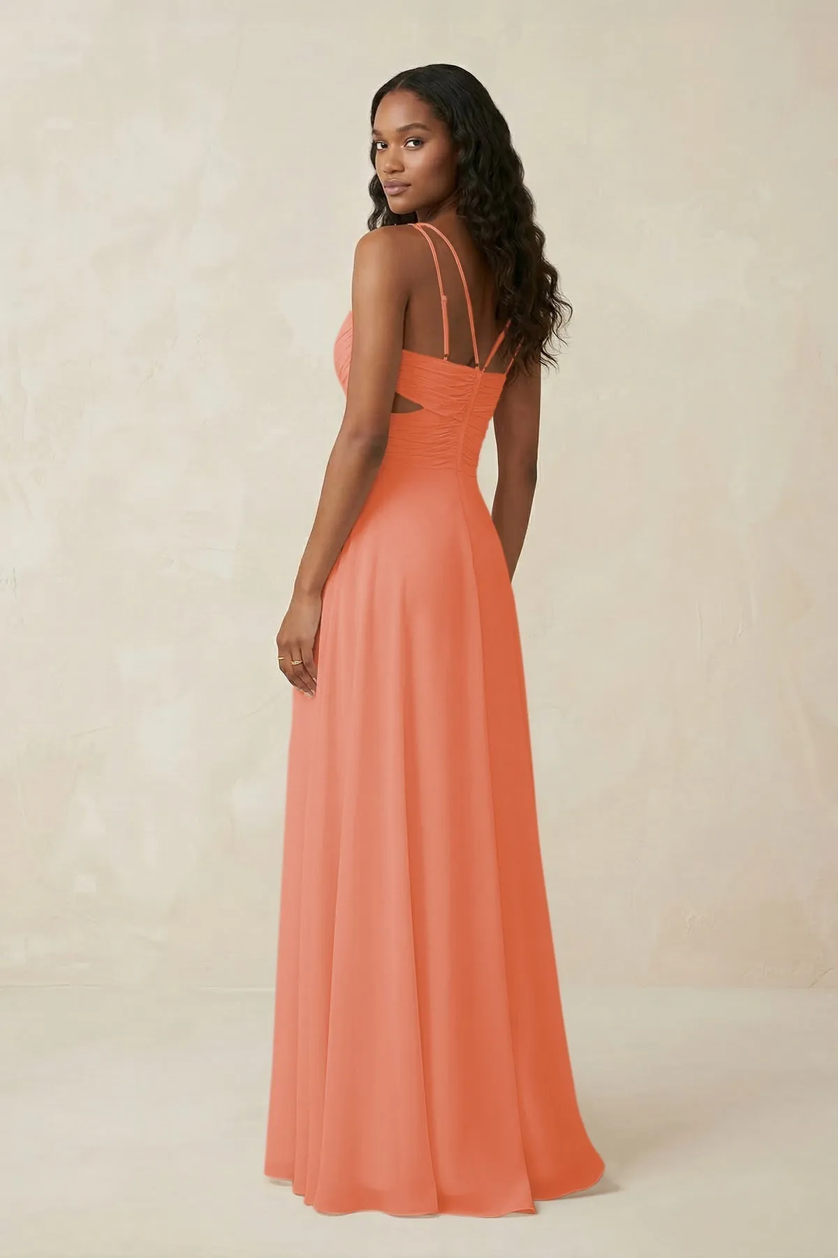 V-Neck Chiffon A-Line Cut-Out Bridesmaid Dress in Rosette sold by KissProm product image thumbnail 2