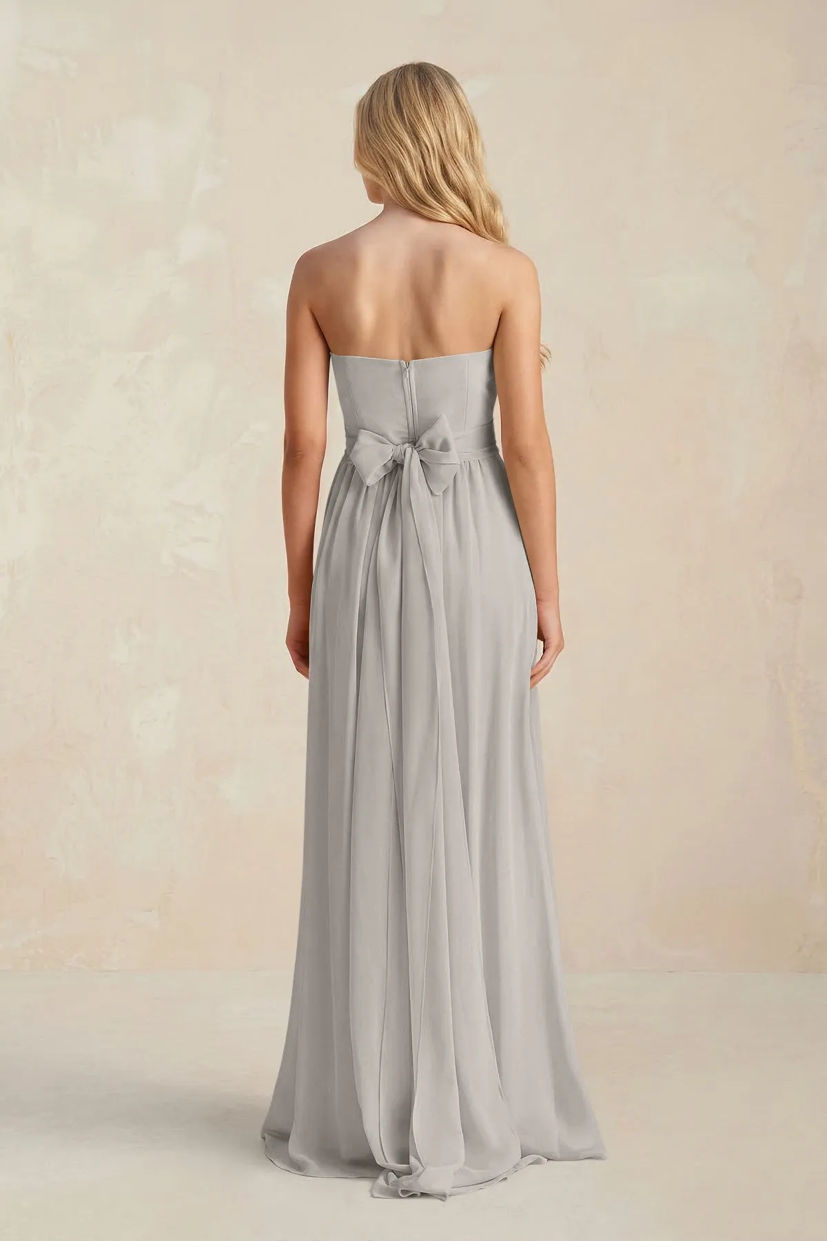 Sweetheart A-Line Pleated Chiffon Bridesmaid Dress With Slit in Silver sold by KissProm product image thumbnail 2