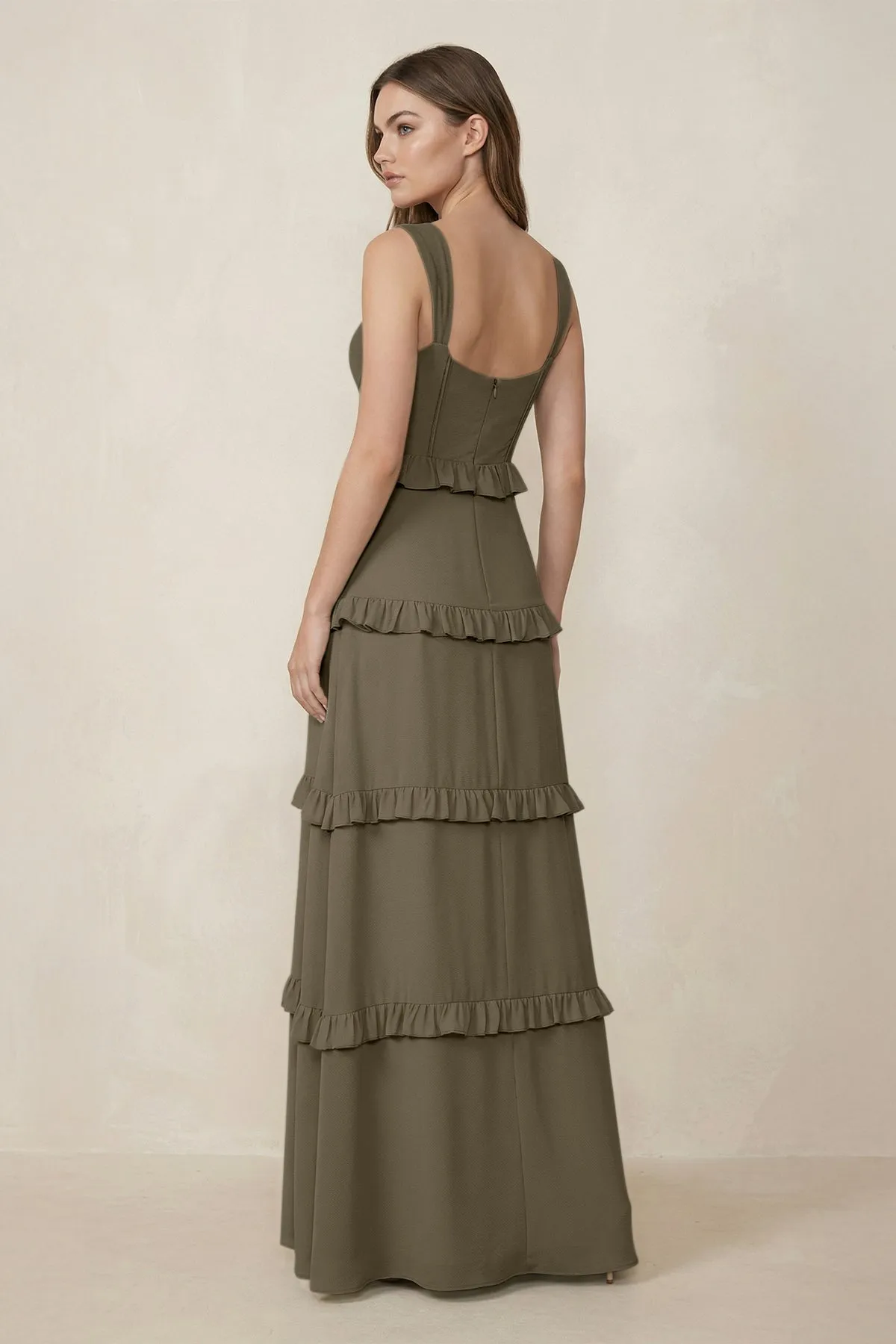 Sweetheart Tiered A-Line Chiffon Bridesmaid Dress in Willow Green sold by KissProm product image thumbnail 2