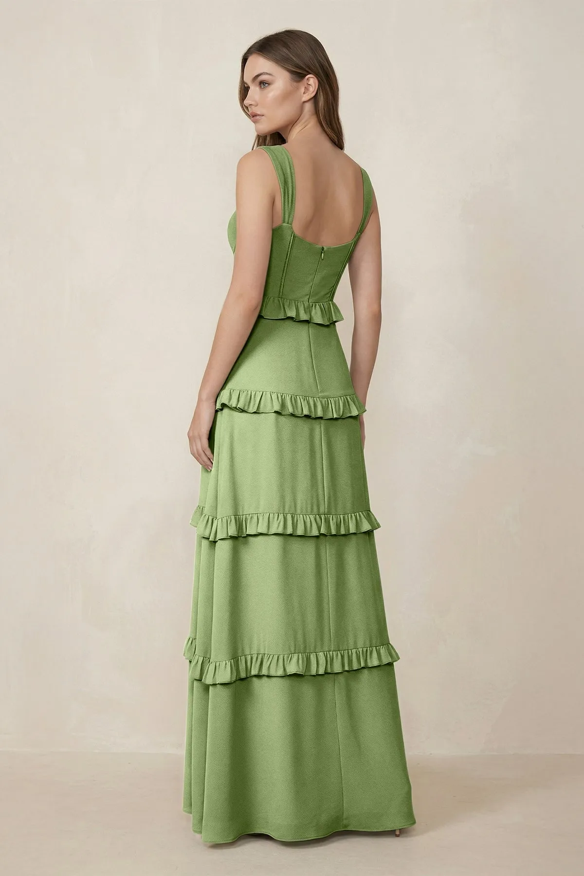 Sweetheart Tiered A-Line Chiffon Bridesmaid Dress in Matcha sold by KissProm product image thumbnail 2