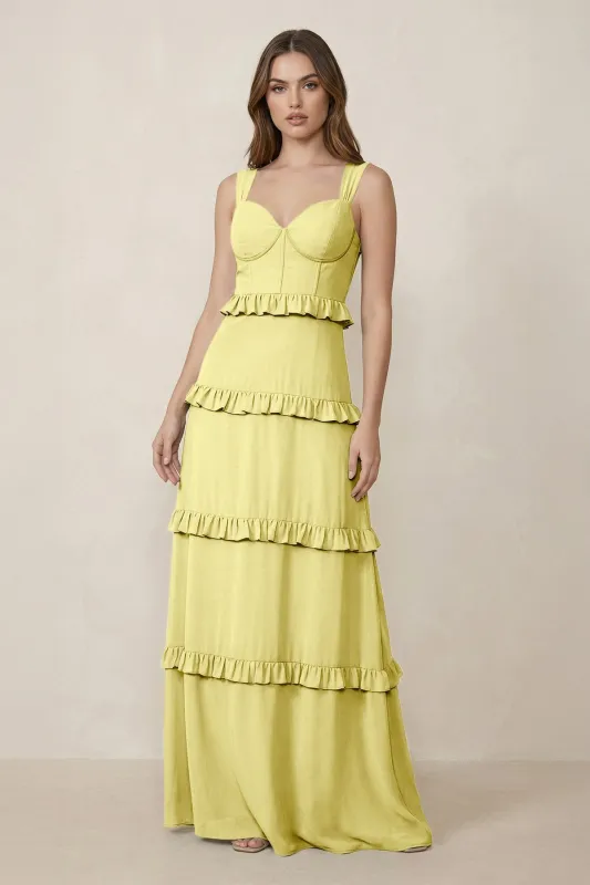 Sweetheart Tiered A-Line Chiffon Bridesmaid Dress in Buttercup made by KissProm