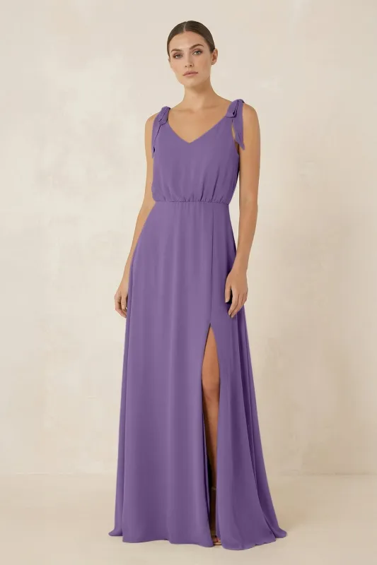 V-Neck A-Line Chiffon Bridesmaid Dress in Tahiti made by KissProm