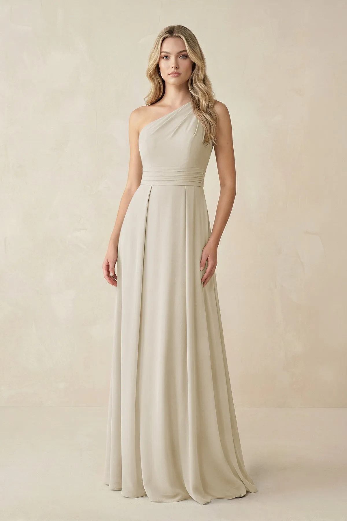 One-Shoulder A-Line Chiffon Bridesmaid Dress in Dove Gray sold by KissProm