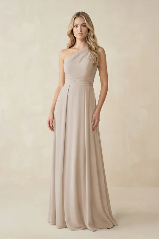 One-Shoulder A-Line Chiffon Bridesmaid Dress in Frost made by KissProm