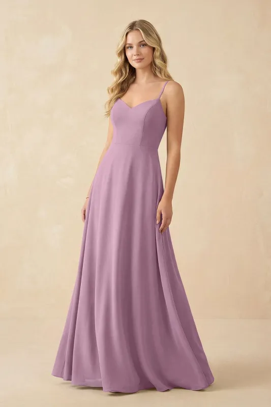 A-Line Chiffon Spaghetti Strap Bridesmaid Dress in Wisteria made by KissProm