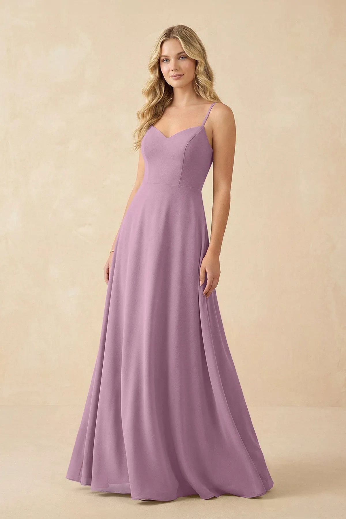A-Line Chiffon Spaghetti Strap Bridesmaid Dress in Wisteria sold by KissProm