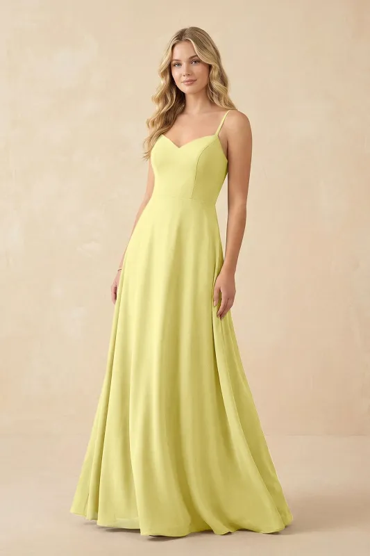 A-Line Chiffon Spaghetti Strap Bridesmaid Dress in Buttercup made by KissProm