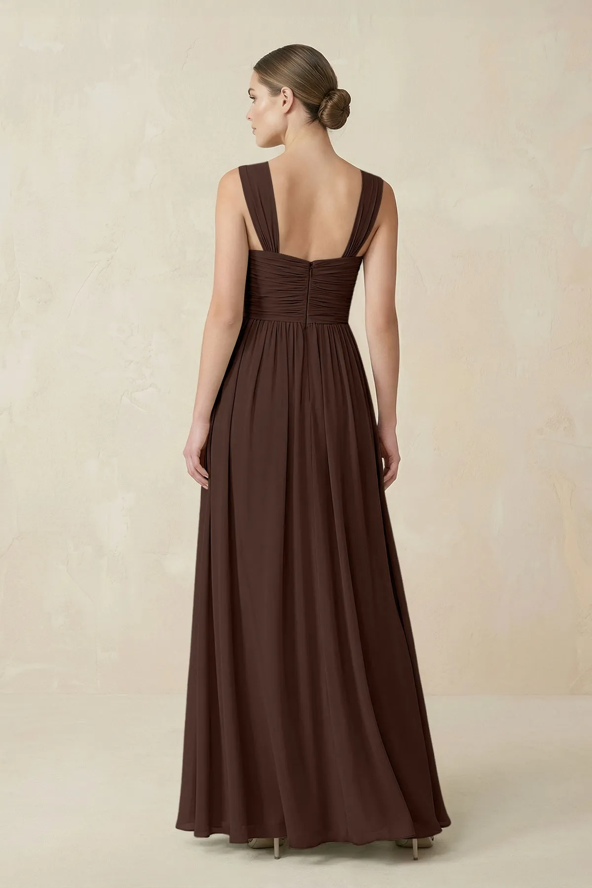 Sweetheart Pleated Chiffon A-Line Bridesmaid Dress in Espresso sold by KissProm product image thumbnail 2