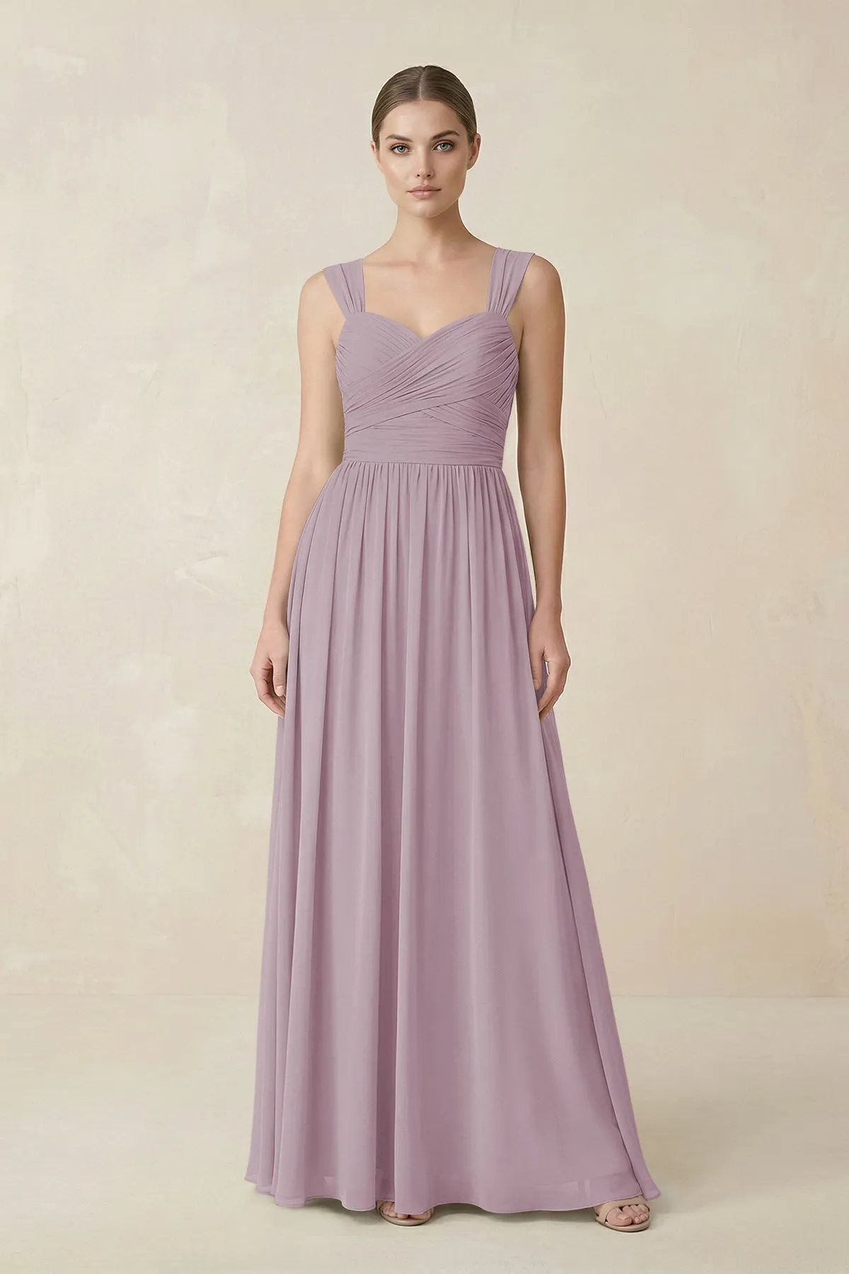 Sweetheart Pleated Chiffon A-Line Bridesmaid Dress in Dusk sold by KissProm