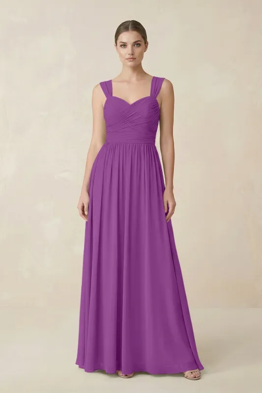 Sweetheart Pleated Chiffon A-Line Bridesmaid Dress in Amethyst made by KissProm