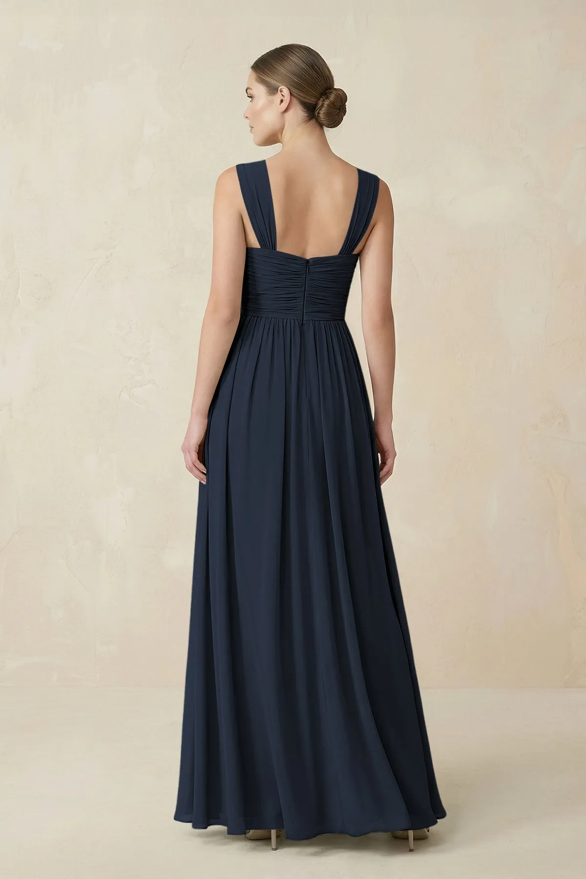 Sweetheart Pleated Chiffon A-Line Bridesmaid Dress in Dark Navy sold by KissProm product image thumbnail 2