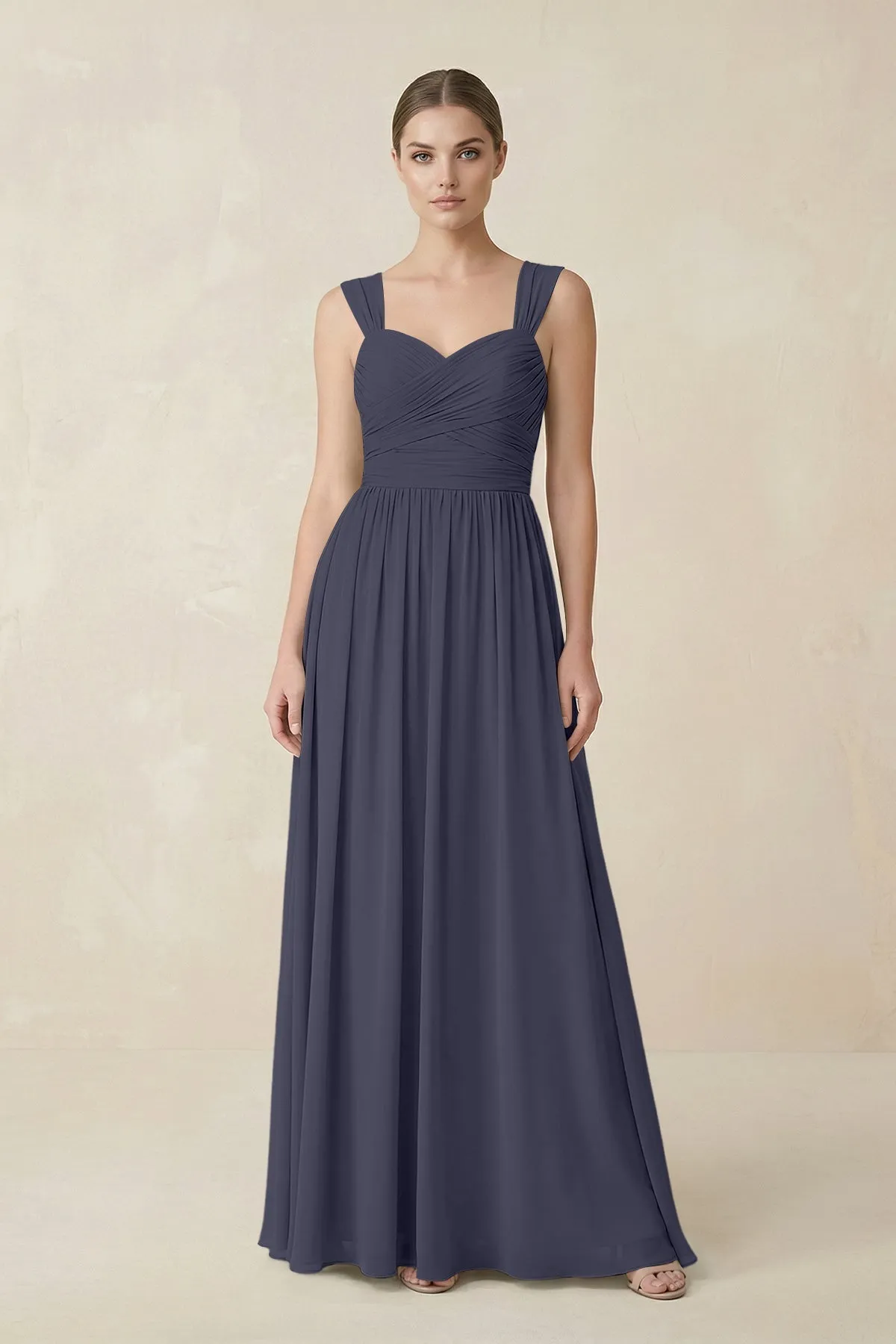Sweetheart Pleated Chiffon A-Line Bridesmaid Dress in Dusk Blue sold by KissProm