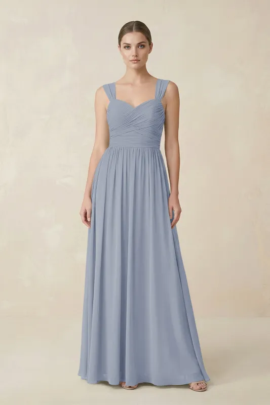 Sweetheart Pleated Chiffon A-Line Bridesmaid Dress in Twilight made by KissProm